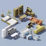 Пак Low-Poly мебели